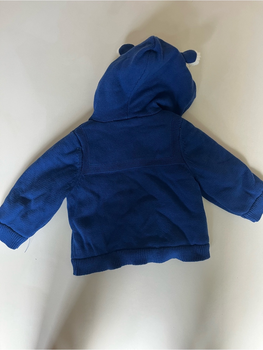 BABY GAP Blue Knit Hooded Jacket with Fleece Lining, 12-18 Months - Picture 4 of 4